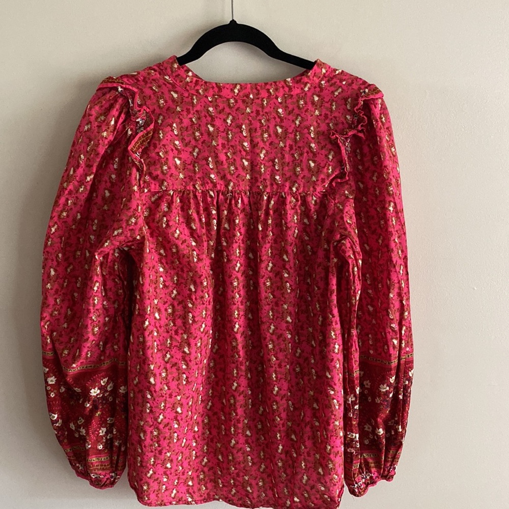 Joie • pink button down peasant top - Picture 3 of 6